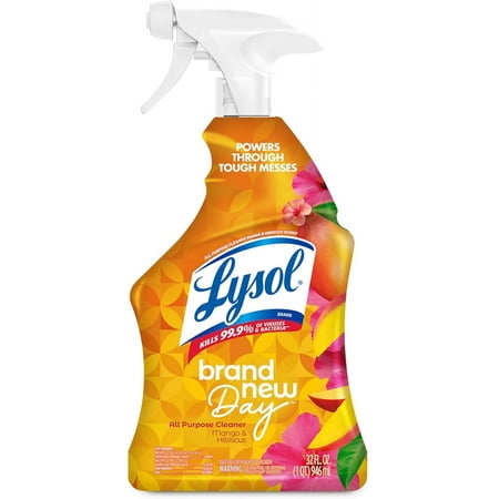 (2-Pack)-Lysol All Purpose Cleaner Spray, Multi-Purpose Disinfecting Spray, Kitchen & Bathroom Cleaner, Mango & Hibiscus Scent, 32 Fl Oz