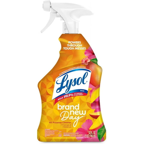 (2-Pack)-Lysol All Purpose Cleaner Spray, Multi-Purpose Disinfecting Spray, Kitchen & Bathroom Cleaner, Mango & Hibiscus Scent, 32 Fl Oz