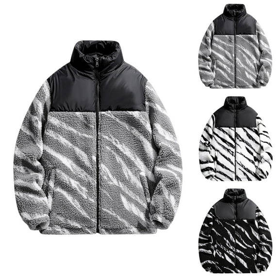 2 Pack M-4X Big & Tall Fleece Jackets for Men with Pockets Plus Size Sherpa Coats Long Sleeve Zipper Up Mock Neck Color Block Thermal Warm Winter Jacket