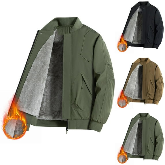 2 Pack M-4X Mens Big & Tall Jackets with Zipper Pockets Plus Size Fleece Lined Coats Thermal Warm Long Sleeve Zip Up Mock Neck Work Winter Outerwear Jacket