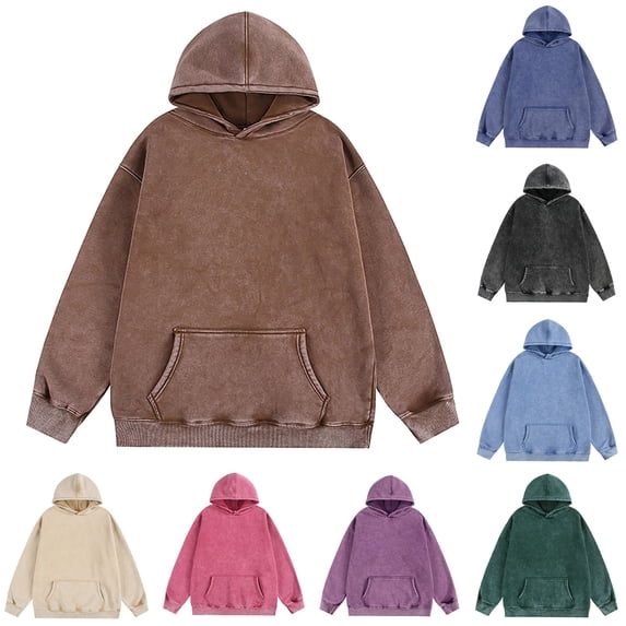 2 Pack M-4X Plus Size Hoodies for Men with Front Pocket Big & Tall Vintage Sweatshirts Mens Casual Long Sleeve Washed Solid Color Pullover Hoodie Tops