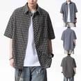 thumbnail image 1 of 2 Pack M-5X Plus Size Shirts for Men with Pocket Big & Tall Short Sleeve T-Shirts Mens Casual Plaid Printed Button-Down Collared Going-Out Work Tees Tops, 1 of 8