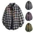 thumbnail image 1 of 2 Pack M-5X Plus Size Shirts for Men with Pocket Long Sleeve Tshirts Shirt Button-Down Collared Casual Plaid Printed Going-Out Streetwear Shackets Tops, 1 of 5