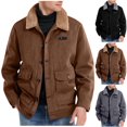thumbnail image 1 of 2 Pack M-5X Plus Size Sueded Jackets for Men with Pockets Sherpa Lined Coats Big & Tall Mens Long Sleeve Button-Down Collared Thermal Warm Winter Jacket, 1 of 8