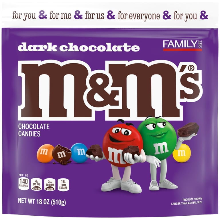Pack of 2 - M&Ms Dark Chocolate Candy, Family Size, 18 Oz