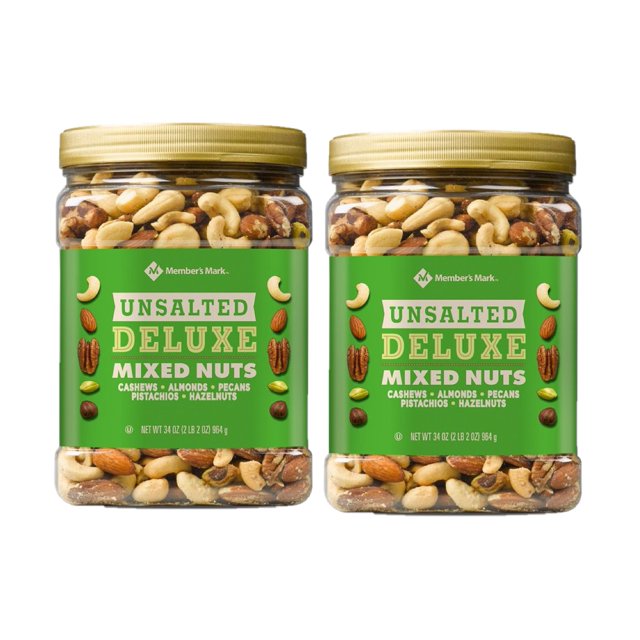 2 Pack M.M Unsalted Deluxe Mixed Nuts (34 oz.)
