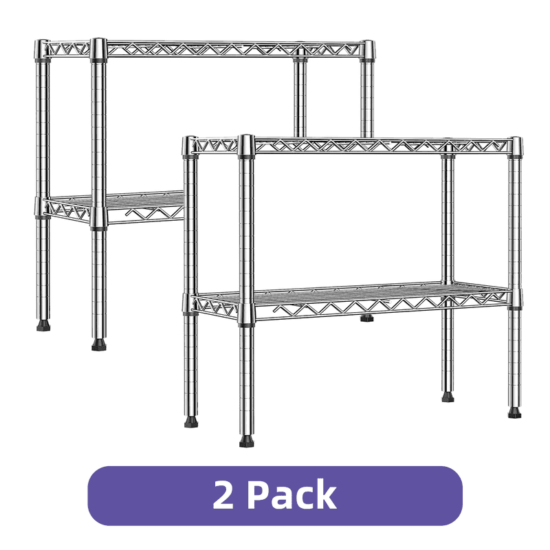 (2 Pack) M MZG 220 lbs 2 Tier Storage Rack Metal Wire Shelving Unit ...
