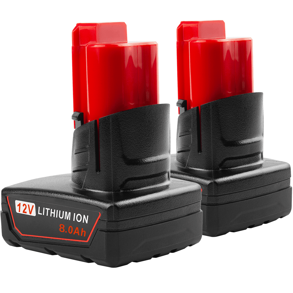 2 Pack for M12 8.0Ah Replacement for Milwaukee M-12 12V Lithium Battery 48-11-2460 48-11-2411 48-11-2401 48-11-2402 48-11-2440 for Milwaukee 12-Volt M-12 Cordless Tools