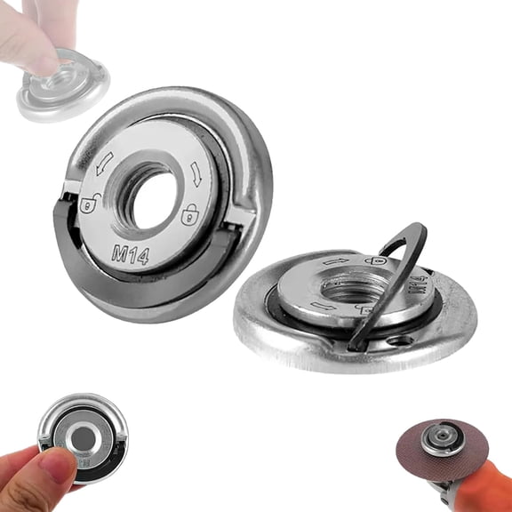 2-Pack M14 Flange Lock Nut for Angle Grinders, 5/8-11 Thread Quick-Change Locking Nut, Secure Fit for Grinding & Cutting DiscsC