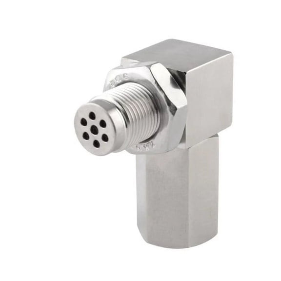 2-Pack M18*1.5 Iron Sensor Filter Connector, 90 Degree Stainless Steel Automotive Exhaust Sensor Adapter & Engine Check