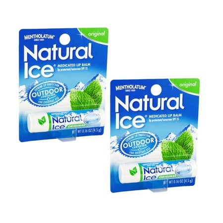 2 Pack MENTHOLATUM NATURAL ICE MEDICATED ORIGINAL SPF 15 LIP PROTECTANT BALM