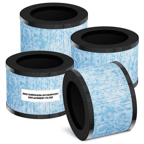 JH01 & JH06 Air Purifier Filter Replacement for AROEVE MK01 & MK06, ToLife TZ-K1, VOOPNU DH-JH12 Air Purifier, H13 True HEPA Activated Carbon Filter, 4 pack