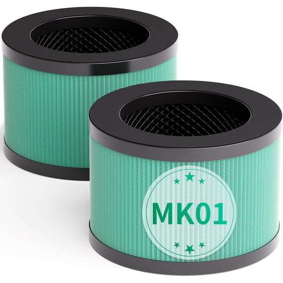 2 Pack MK01 MK06 True HEPA Replacement Filter Compatible with AROEVE MK01 MK06 and Kloudi DH-JH01 Air Purifier, Pet Dander Version