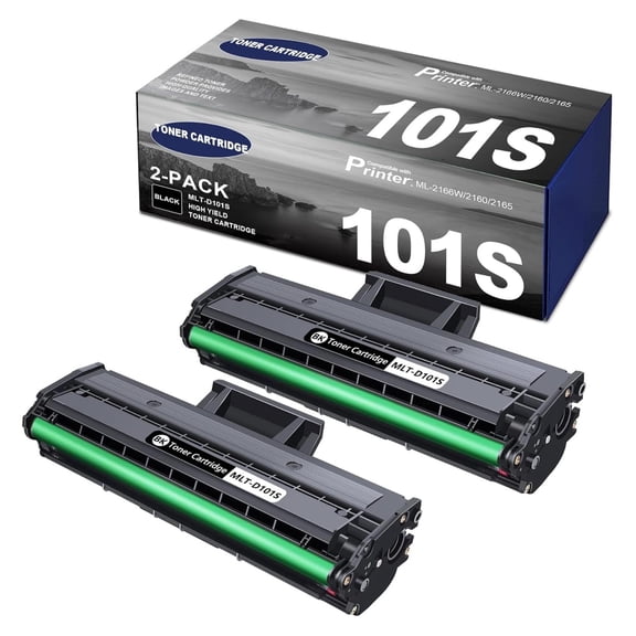 2-Pack MLT-D101S Toner Cartridge Replacement for MLT-D101S D101S to use with ML-2165 2165W 2160 SF-760P 76x SCX-3400 Printer (Black)