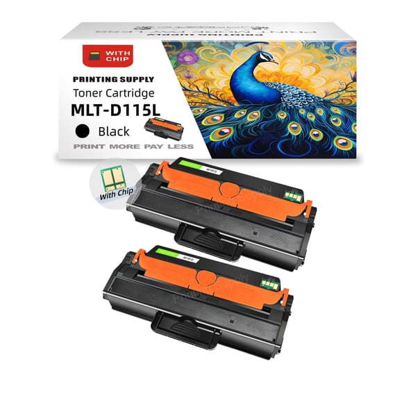 2 Pack MLT-D115L Black Toner Cartridge (with Chip) Replacement Compatible for Samsung Xpress M2830DW M2880FW M2880XAC M2620 M2670 M2820 M2820DW M2870 M2870FW