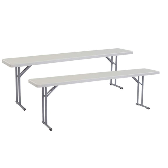 (2 Pack) MUERE 18" x 96" Heavy Duty Seminar Folding Table, Speckled Gray