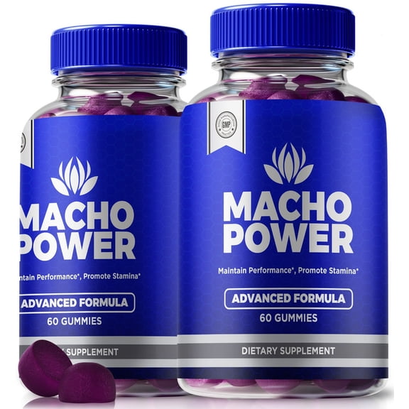 (2 Pack) Macho Power Gummies Official MachoPower All-Natural Gummy for Physical Health & Overall Well-Being, Premium Gomitas for Energy, Vitality & Wellness Support, Reviews (120 Gummies)