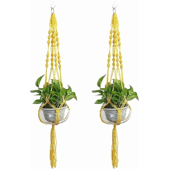 Yardley London 41.34 in Macrame Hanging Planters with Handmade (2 Count) Handmade