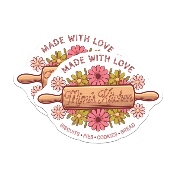 (2 Pack) Made with Love Magnets - Mimi's Kitchen - Biscuits Pies Cookies Bread - 5" On Longest Side - for Cars, Fridges, Toolboxes - Made in USA - MAG3649