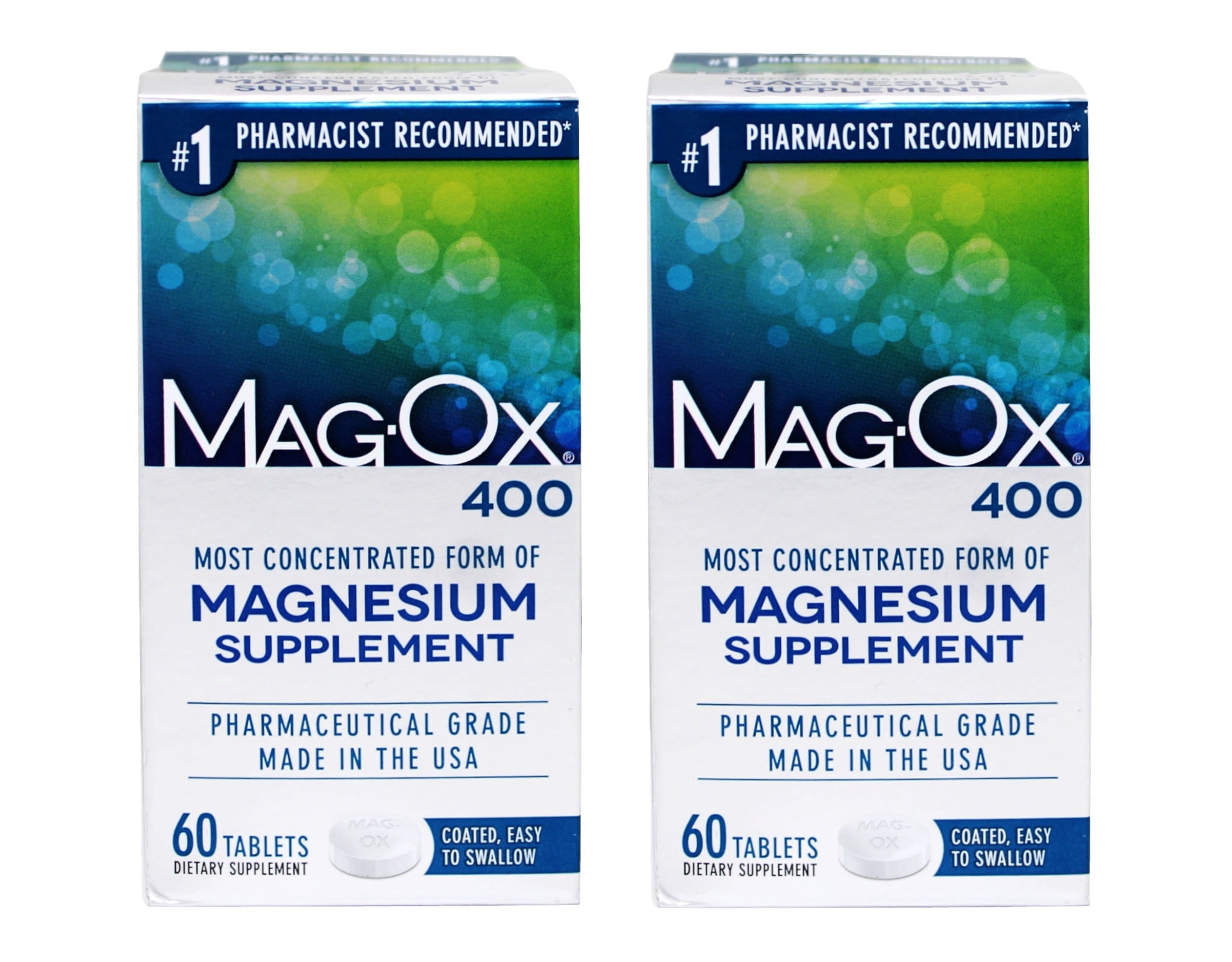 Mag-Ox 400 Magnesium Supplement Tablets Coated Easy to Swallow 60 Count (Pack of 2)
