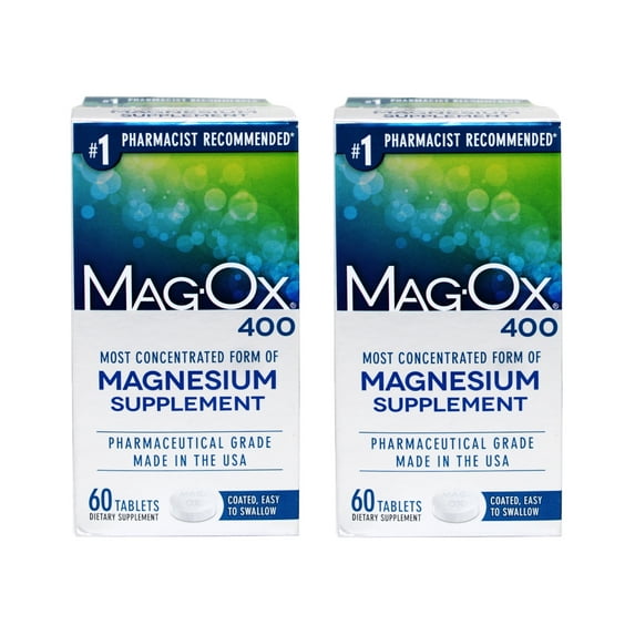2 Pack - Mag-Ox 400 Magnesium Dietary Supplement Tablets, 60 Tablets