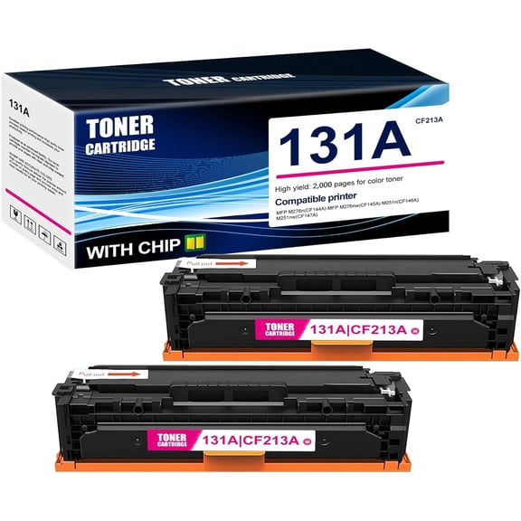 2-Pack Magenta 131A CF213A Toner Cartridge: Compatible 131A CF213A Replacement for HP MFP M276n(CF144A) MFP M276nw(CF145A) M251n(CF146A) M251nw(CF147A) Printer