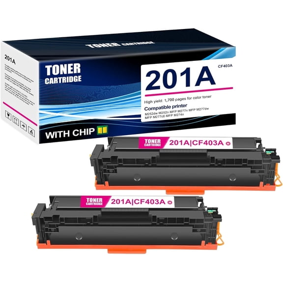 2-Pack Magenta 201A CF403A Toner Cartridge: Compatible 201A CF403A Replacement for HP M252dw M252n MFP M277n MFP M277dw MFP M277c6 MFP M274n Printer