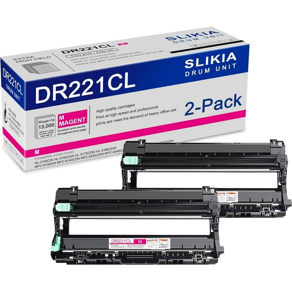 2-Pack Magenta DR221CL Drum Unit: Compatible DR221CL DR-221CL Replacement for Brother HL-3140CW 3150CDN 3170CDW 3180CDW MFC-9130CW 9140CDN 9330CDW 9340CDW DCP-9015CDW 9020CDN Printer