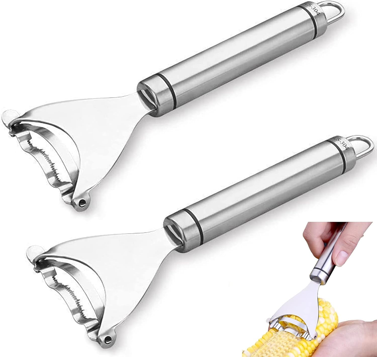 Corn Dab 2-Pack Magic Corn Peeler & Stripper , 304 Stainless Steel Corn Cob ...