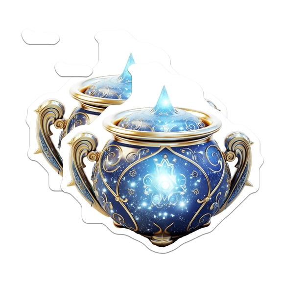 (2 Pack) Magic Pot Stickers - Fantasy Art Decal - Celestial Aesthetic - RPG Gaming Accessory - Witchy Planner Sticker - 5 Inches On Longest Side - Thick Durable Magnet - Made in USA