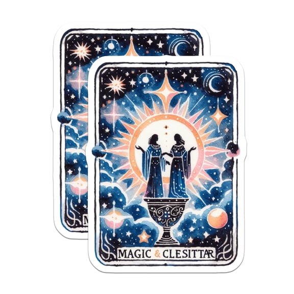 (2 Pack) Magic Tarot Magnets - Celestial Art - Mystical Decor - 5" On Longest Side - Premium Magnet - for Cars, Refrigerators, Toolboxes, Lockers - Made in USA - MAG14193