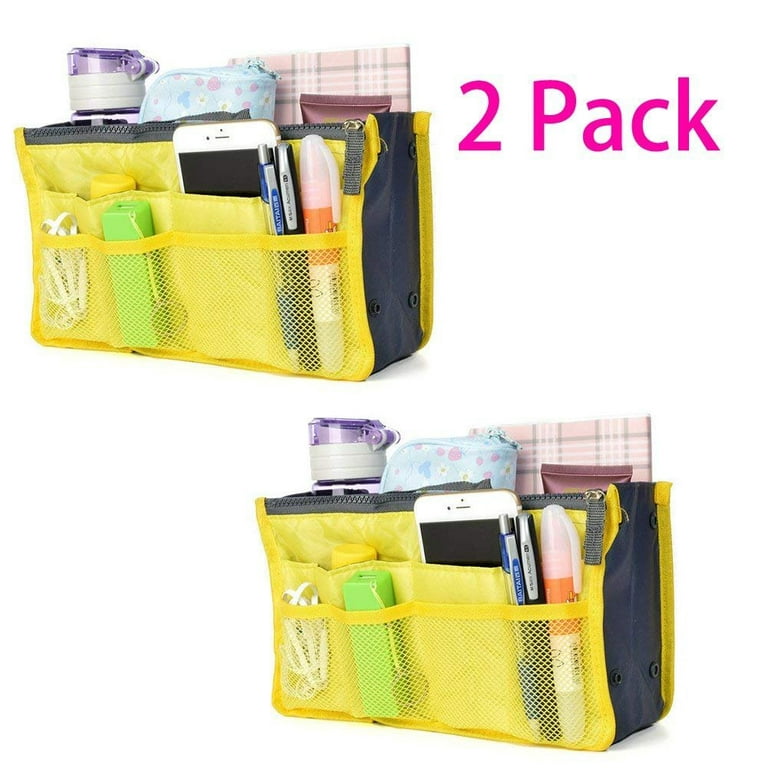 Magik 2 Pack Travel Insert Handbag Purse Large Liner Organizer Tidy Bags Expandable 13 Pocket Handbag Insert Purse Organizer with Handles