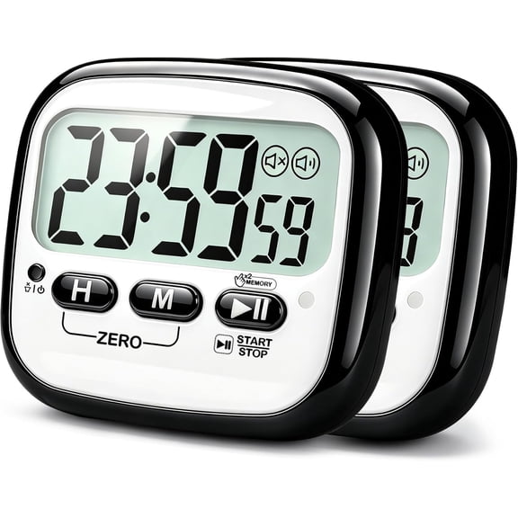 2-Pack Magnc s for Cooking, Digital Stop Watch Countdown Timer for Kids, Teachers, Classroom, Office, Exercise - Battery Included