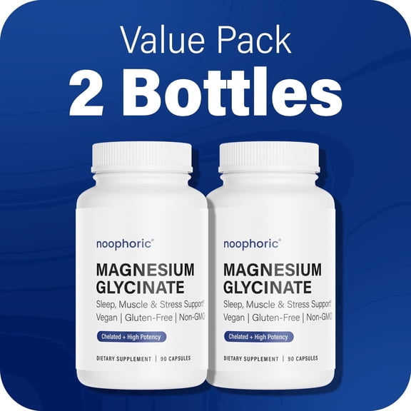 Noophoric 2500mg Chelated Magnesium Glycinate - Sleep Aid, Anxiety & Stress Relief Supplement, 180 Capsules (2 Pack)