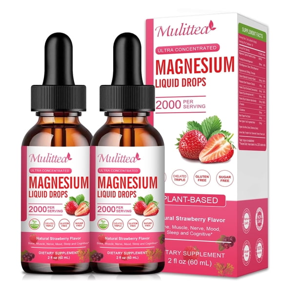 (2 Pack) Magnesium Glycinate Liquid Drop, for Relaxation, Muscle & Sleep Support, 4 fl oz