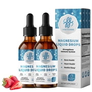 2 Pack Magnesium Liquid Drops with Potassium & Sea Moss, Strawberry Flavor, 4 fl oz Total