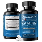 2 PackMagnesium Glycinate Powder Capsules 500 mg - Heart,Muscle & Bone Health Support -120 Capsules