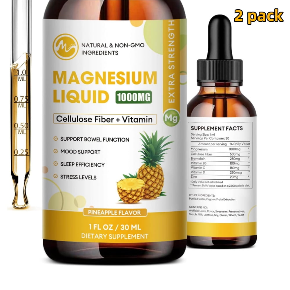 (2 Pack)Magnesium Glycinate Supplement,Magnesium Liquid Drops with