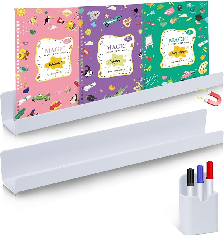 2 Pack Magnetic Book Shelf for Whiteboard Classroom - Upgraded Version ...