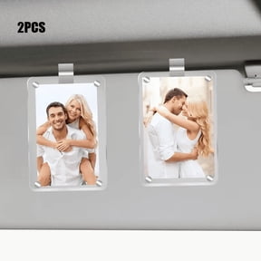 Magnetic Car Visor Photo Clip, Clear Acrylic Visor Picture Clip for Cars, Portable Car Photo Holder Frame for Interior Decoration