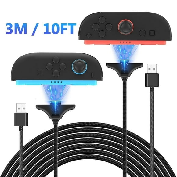 2 Pack Magnetic Charger Cable for Nintendo Switch 2 JoyCon Controller, 10FT Durable Nylon Braided USB Ports, Replacement Fast Charging Cord Accesories for Controller
