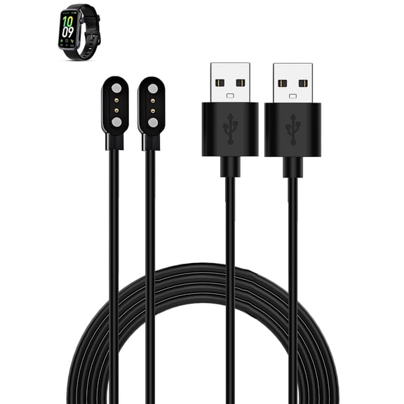 [2 Pack]Magnetic Charger Cable for Tikland 1.47-inch Fitness Tracker,Compatible for Tikland Smartwatch Charging Replacement Accessory 1M/3.3ft - Black