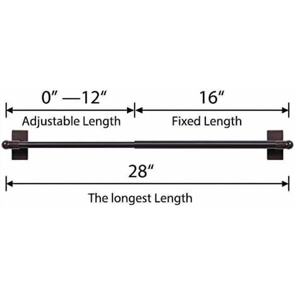 2 Pack Magnetic Curtain Rods for Metal Doors 1/2" Multi-Use Versatile Adjustable Appliance Magnetic Rod Extends from 16 inch to 28 inch Magnetic Cafe Curtain Rod, Cocoa, 2 Pack