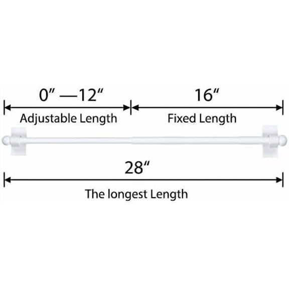 2 Pack Magnetic Curtain Rods for Metal Doors with Adjustable Length,Extends from 16 inch to 28 inch Magnetic Cafe Curtain Rod, Easy Installation for Any Steel Spaces, White, 2 Pack