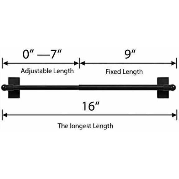 2-Pack Magnetic Curtain Rods for Metal Doors - Multi-Use, Adjustable Cafe Sidelight Rods, Extends 9-16 Inch, Black