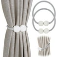 thumbnail image 1 of [2 Pack] Magnetic Curtain Tiebacks Convenient Drape Tie Backs - Pinowu Pearl Decorative Rope Holdback Holder for Small, Thin or Sheer Window Drapries (Gray), 1 of 5