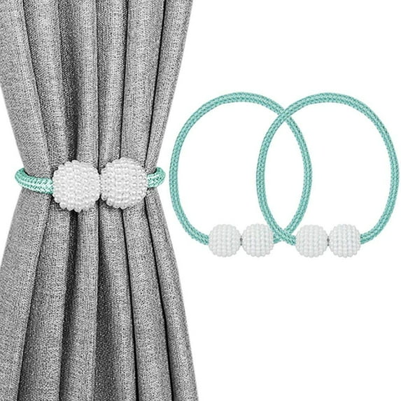 2 Pack Magnetic Curtain Tiebacks, Decorative Curtain Holdbacks for Window Décor (Teal)