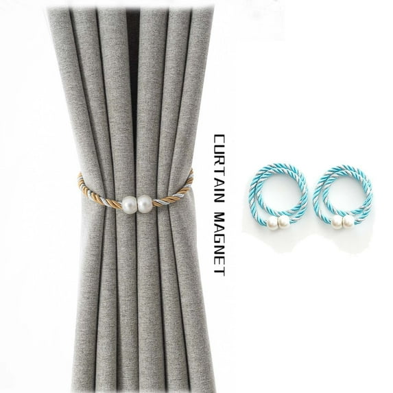 2-Pack Magnetic Curtain Tiebacks with Decorative Rope for Easy Installation - Adjustable Length, No Tools Required, and Strong Hold for Thick or Sheer Curtains