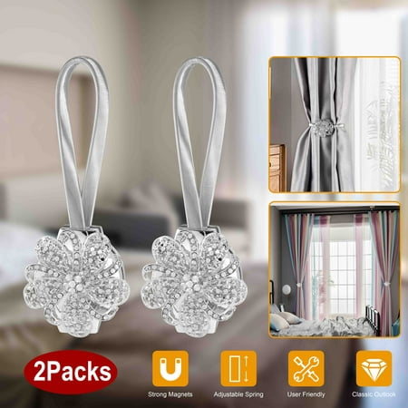 2 Pack Magnetic Curtain Tiebacks, iMounTEK Curtain Tiebacks Buckles Holdbacks Holders Hooks Clip for Home Bedroom Office Decorative Curtain