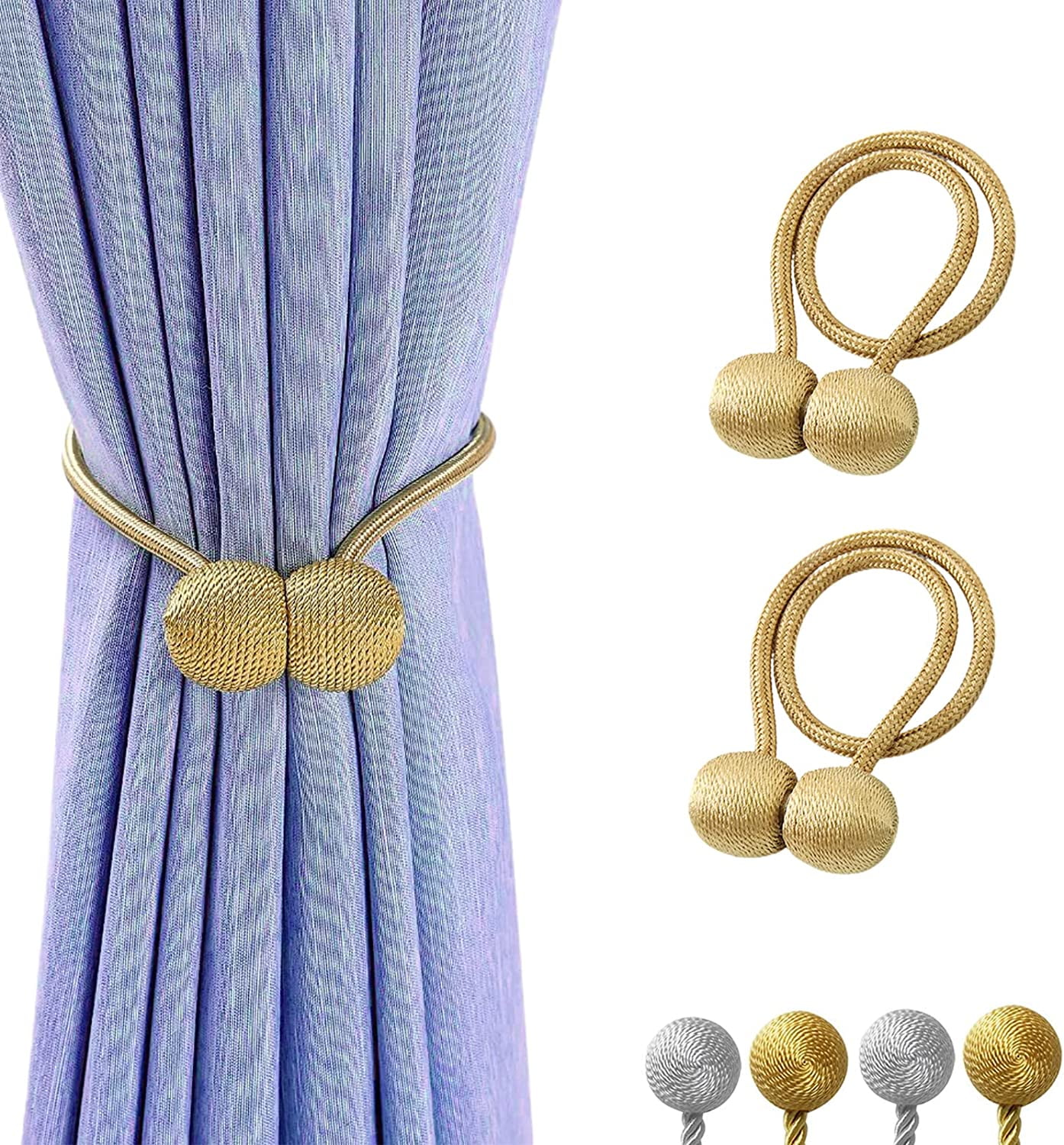 Magnetische Vorhangbänder - 4x Perlen-Bänder Mit Starken Magneten